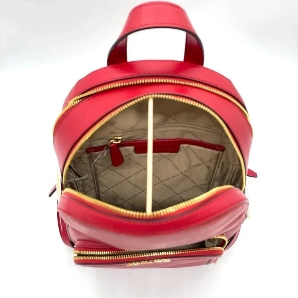 Michael Kors Medium Jaycee Backpack Red/Gold - Picture 12 of 13
